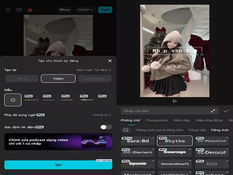 Tải Capcut Pro MOD APK (Mở Khóa Premium) v16.7.0 3 Tính năng nhập văn bản tại Capcut Pro Mod