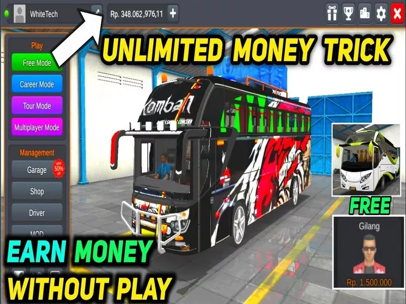 Tải Bus Simulator Indonesia Mod Apk (Vô Hạn Tiền) v4.4.1 4 Tính năng vô hạn tiền trong Bus Simulator Indonesia Mod Apk