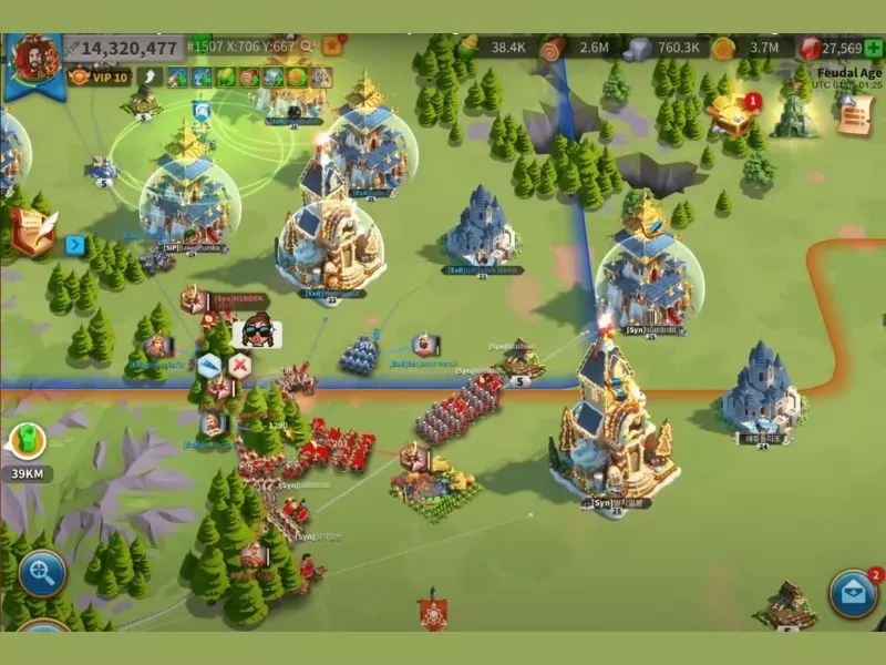 Tải Hack Rise Of Kingdoms Apk (MOD Vô Hạn Tiền, Đá Qúy, Menu) v1.2.97.44 2 Chiến đấu thời gian thực trong Hack Rise of Kingdoms
