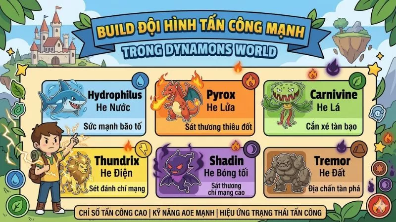 Hướng Dẫn Build Đội Hình Dynamons World Mạnh Nhất 5 Build đội hình tấn công mạnh